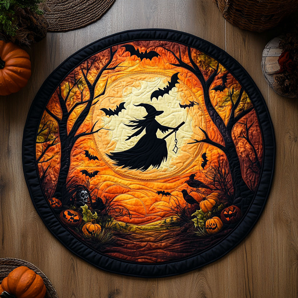 Witch In Halloween WY0206051CL Quilted Round Mat