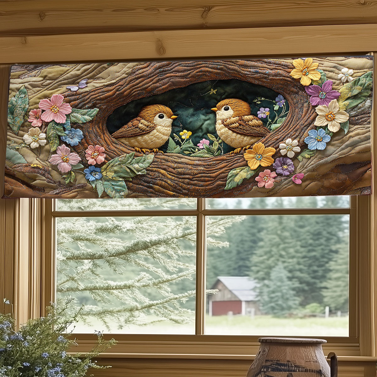 Baby Birds Nestled WJ1804026CL Quilted Valance