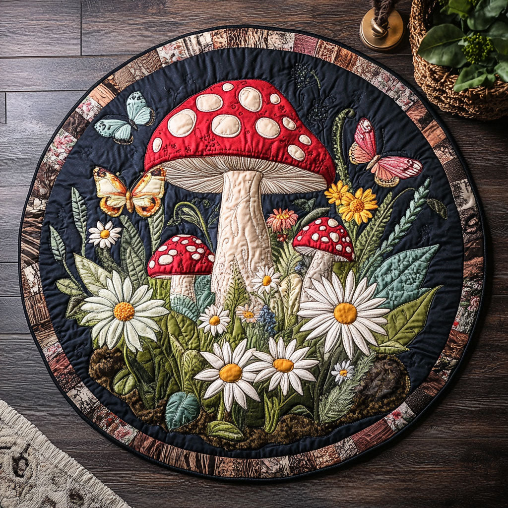 Mushroom Garden CW1807038CL Quilted Round Mat
