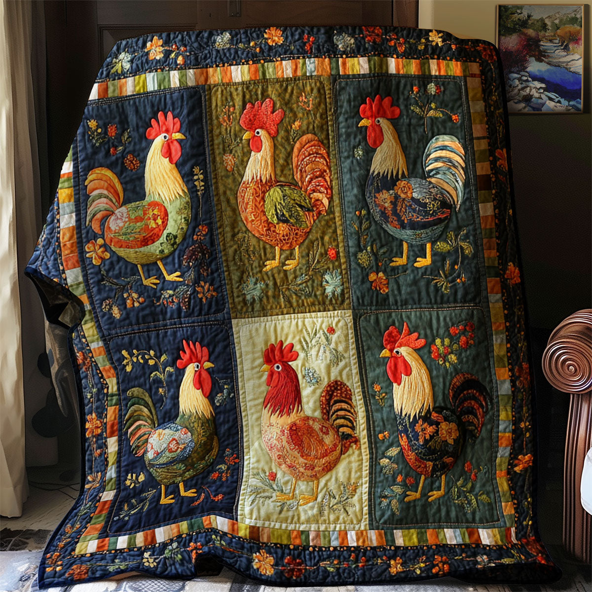 Folk Charm Chicken WJ2712017CL Quilt