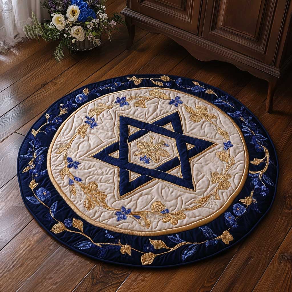 Jewish Star Light WN2203053CL Quilted Round Mat