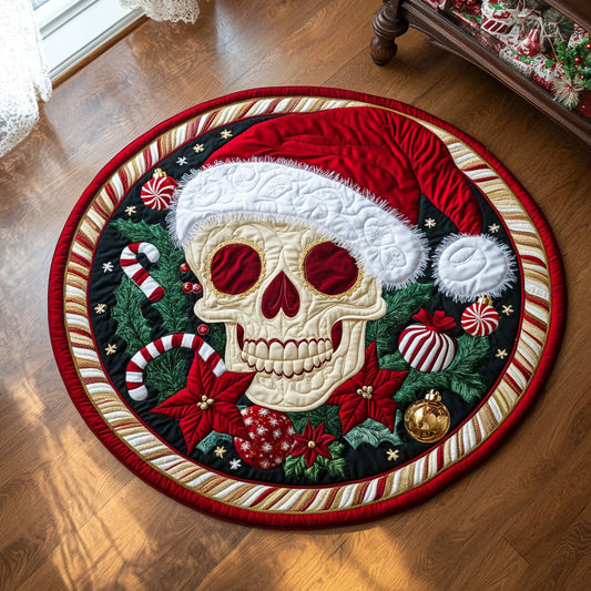 Merry Skullmas CP0810033CL Quilted Round Mat