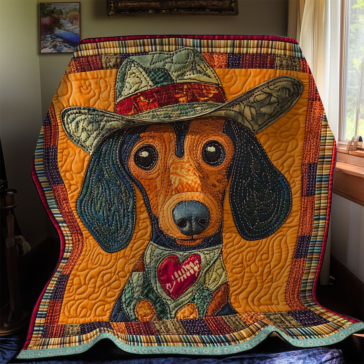 Dachshund Western WX2112012CL Quilt