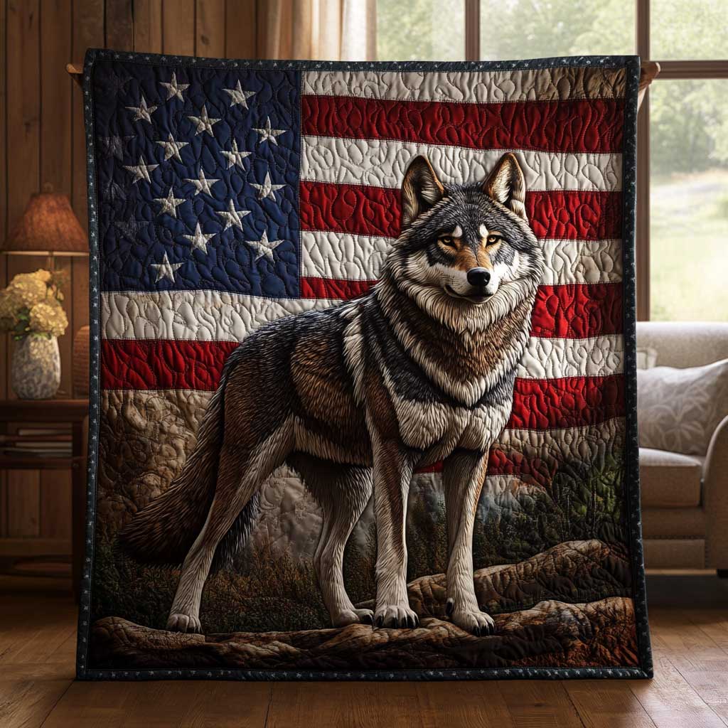 Patriotic Wolf CQ0705006CL Quilt