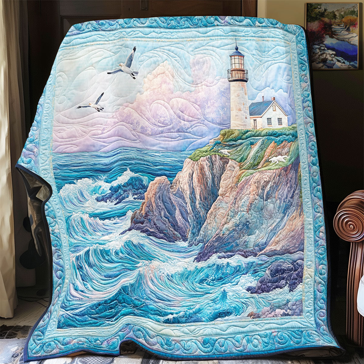 Lighthouse In Rock WY2103047CL Quilt