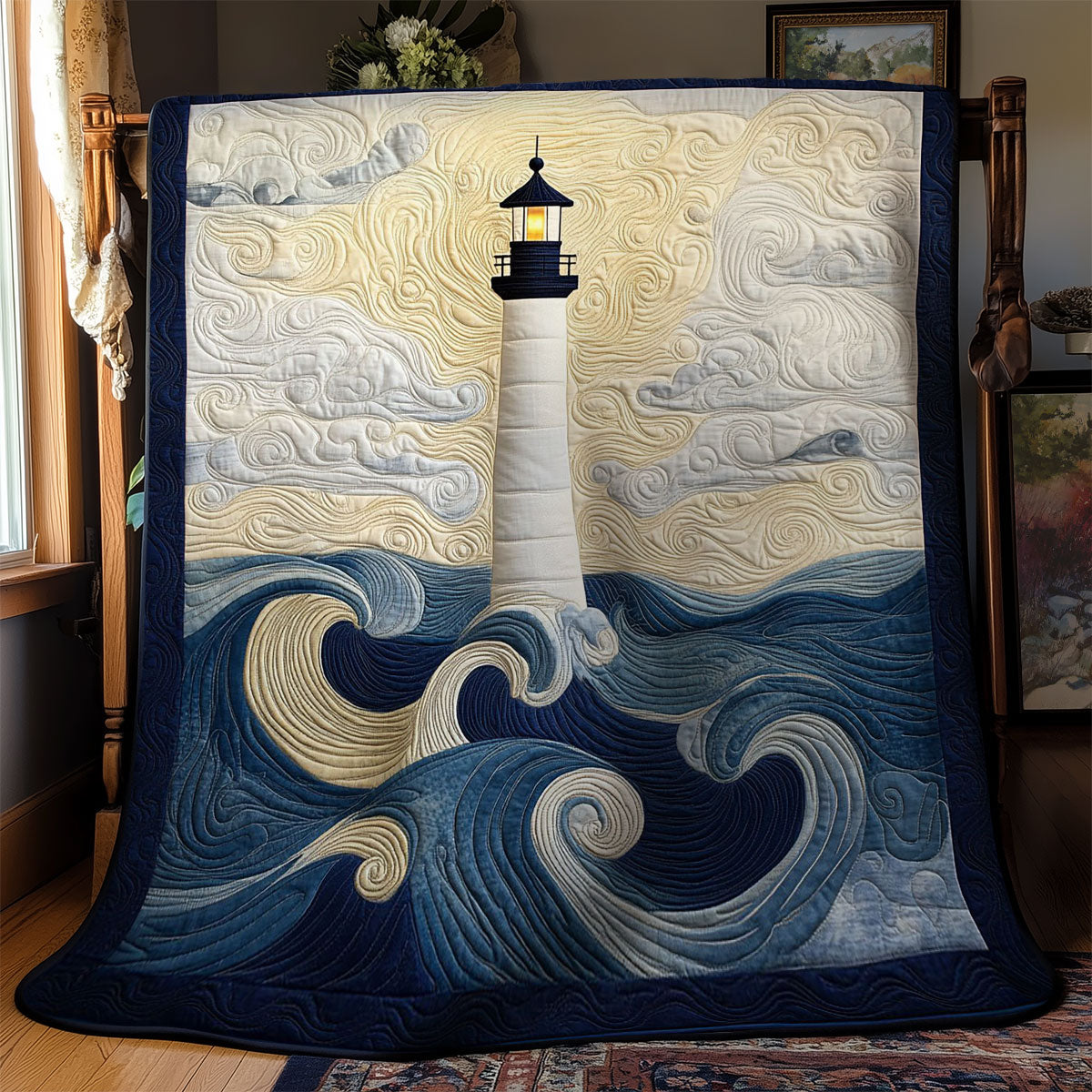 Lighthouse In Wave WY2103056CL Quilt