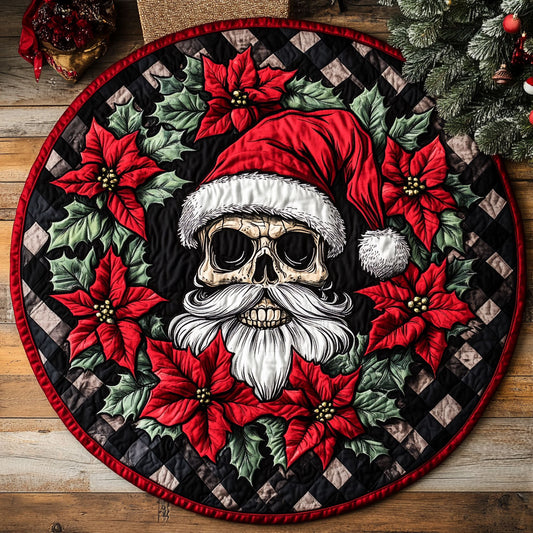 Skull Poinsettia CW0810053CL Quilted Round Mat