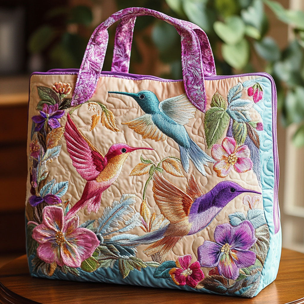 Hummingbird Flower CW2209027CL Quilted Tote Bag