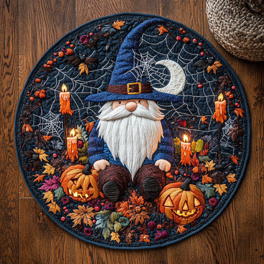 Pumpkin King Gnome WY0508070CL Quilted Round Mat