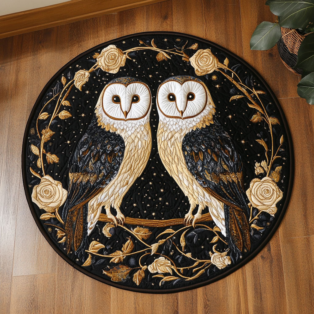 Barn Owl Golden Flight WU2003095CL Quilted Round Mat