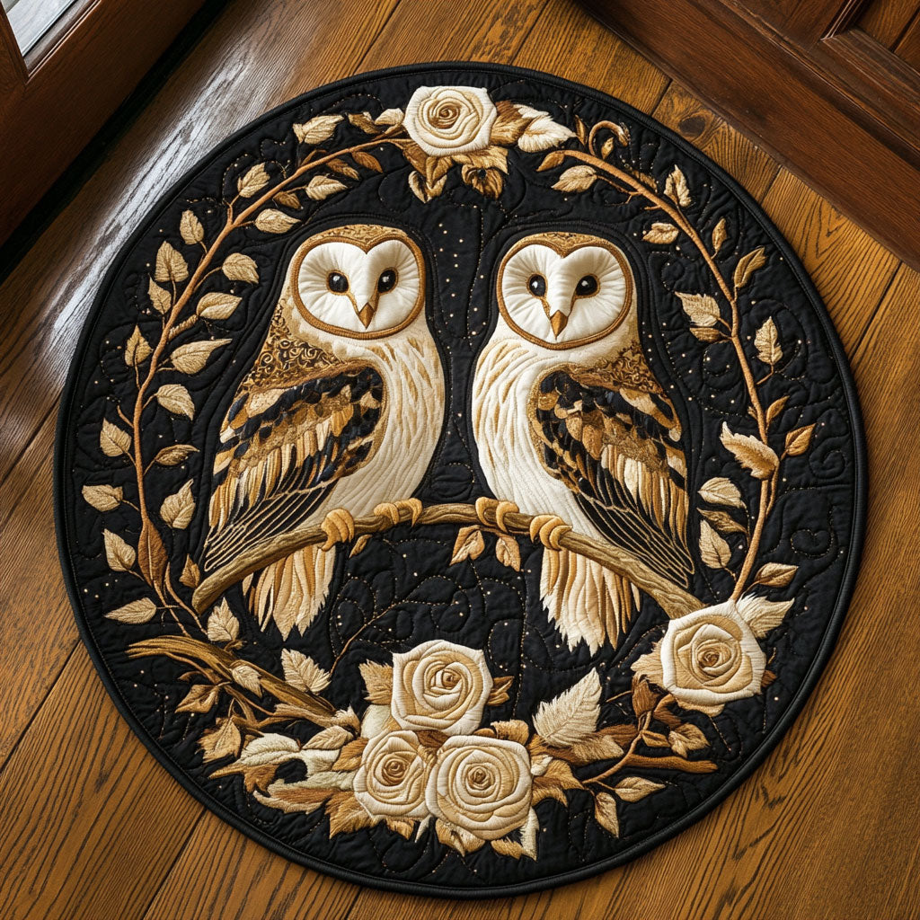 Barn Owl Midnight Gaze WU2003088CL Quilted Round Mat