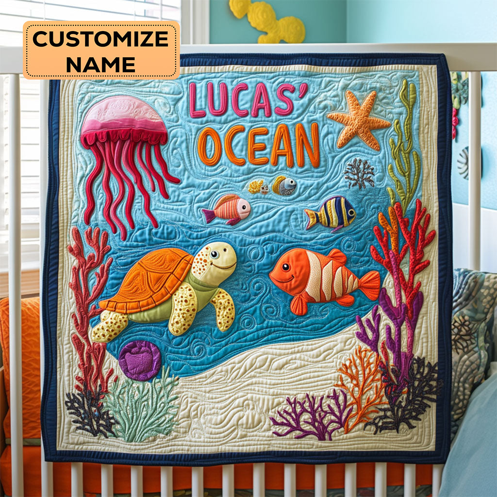 Ocean Friends WJ2507010CL Personalized Baby Quilt