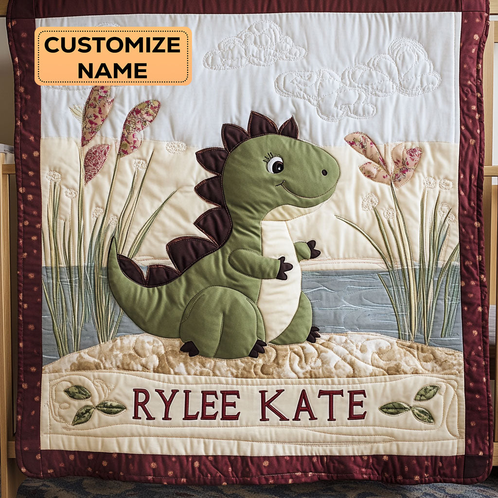 Little Dino Dreams WJ1607001CL Personalized Baby Quilt