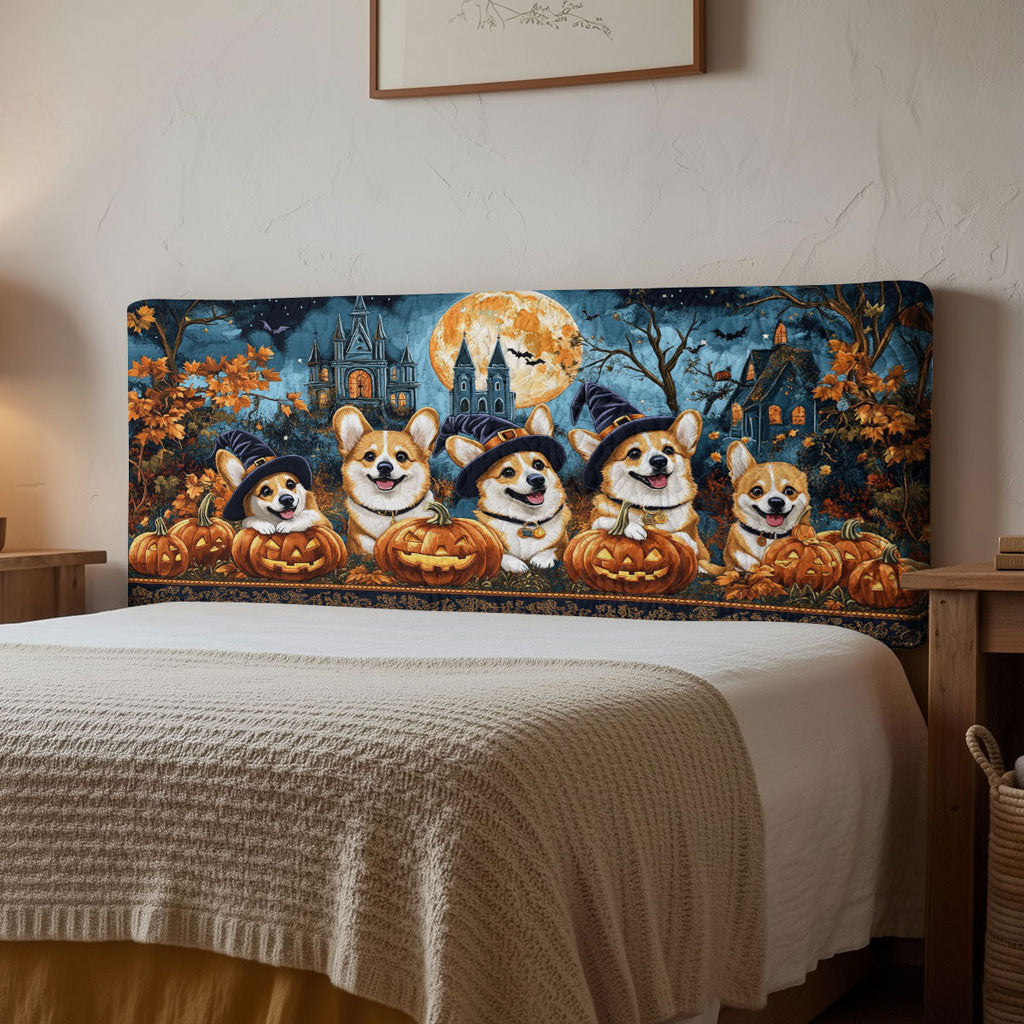 Midnight Corgi WN2012052CL Quilted Headboard Slipcover