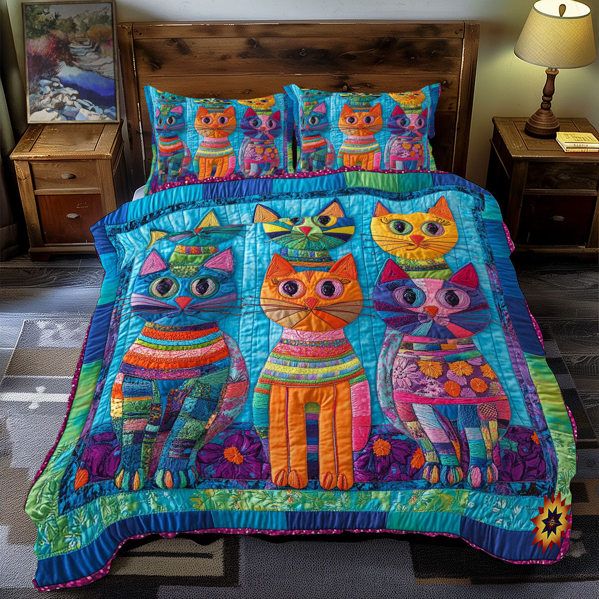 Portrait Patchwork Cat WY2012023CL Duvet Cover Set