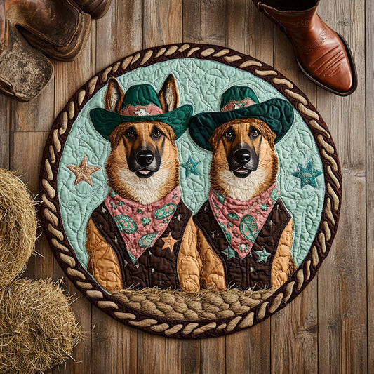 Couple Dog Western WX2105004CL Quilted Round Mat