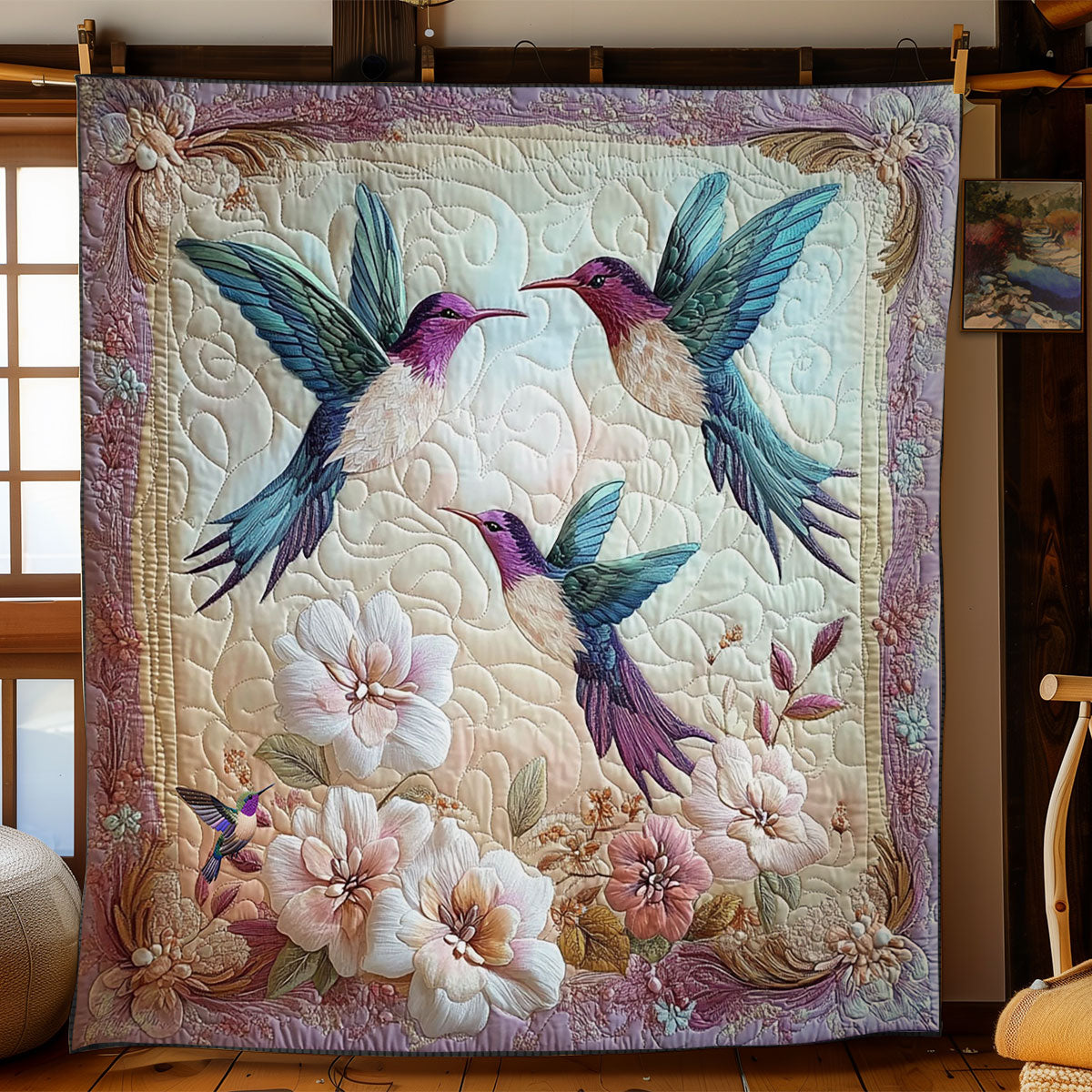 Hummingbird In Garden WY2712033CL Quilt