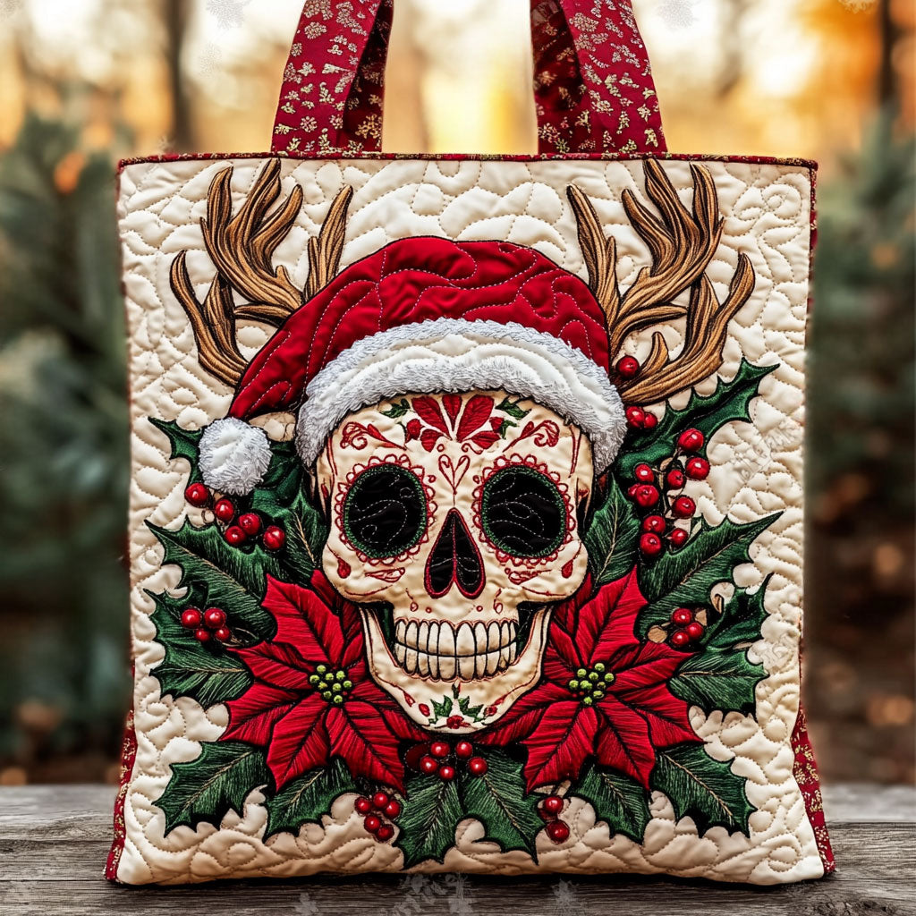 Skull Christmas Crown WN0310060CL Quilted Tote Bag