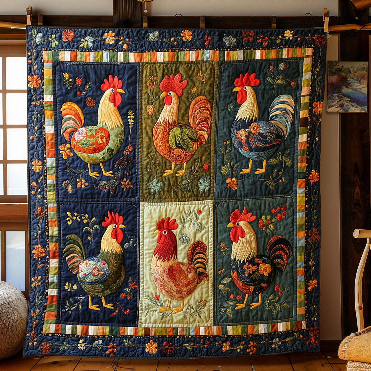 Folk Charm Chicken WJ2712017CL Quilt