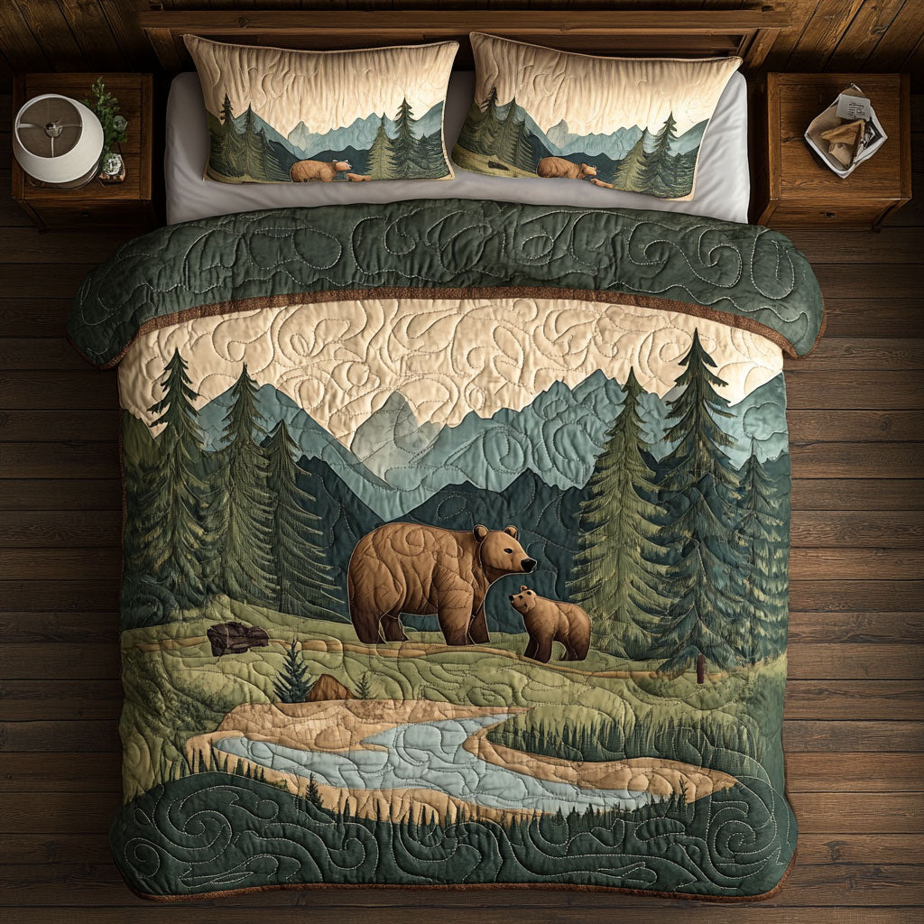 Bear In Tree Forest WY1102168CL Duvet Cover Set