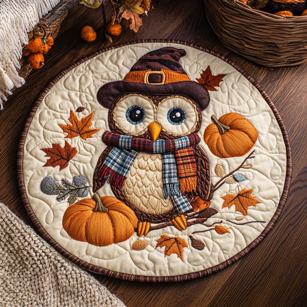 Cozy Owl WN1903028CL Quilted Round Mat