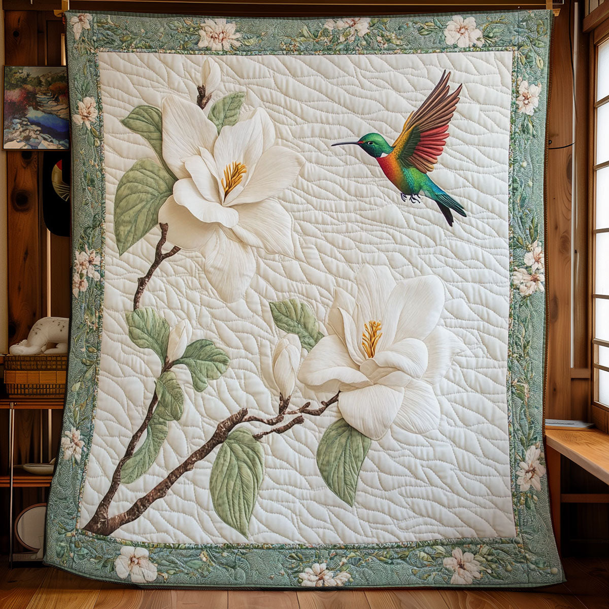 Hummingbird And White Garden WY2103045CL Quilt
