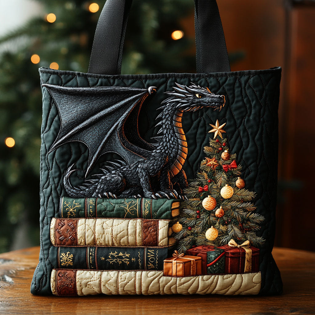 Dark Book Dragon CW1011049CL Quilted Tote Bag