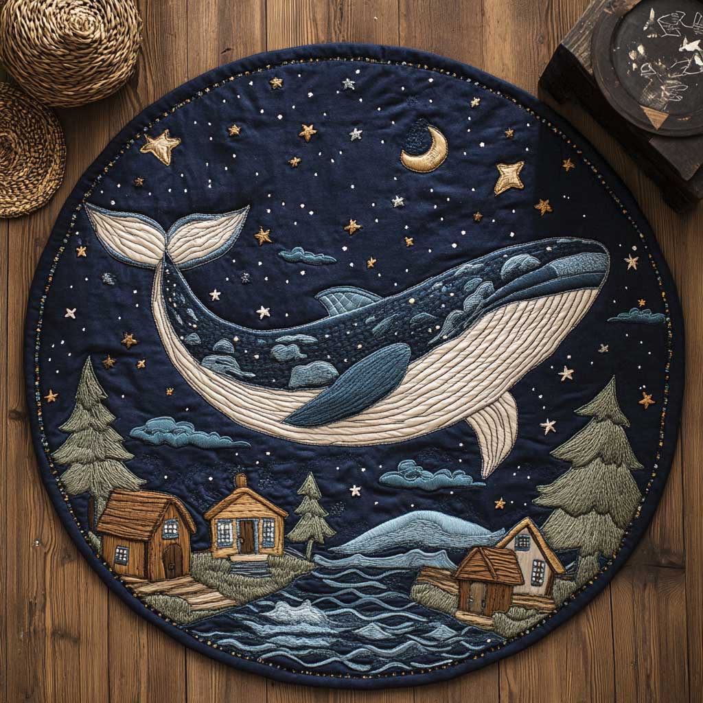 Dreaming Whale WN2403026CL Quilted Round Mat