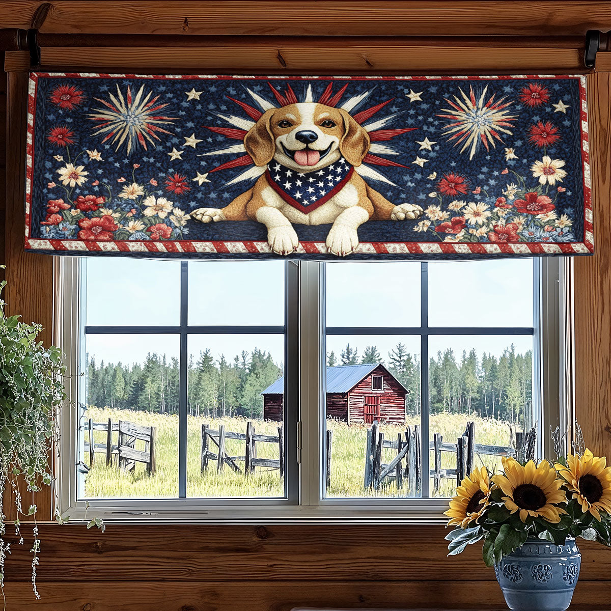 Beagle Fireworks WN1306006CL Quilted Valance