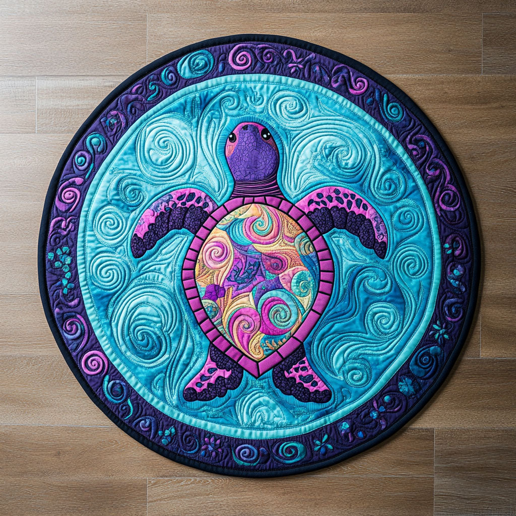 Turtle Mandala WX2005045CL Quilted Round Mat