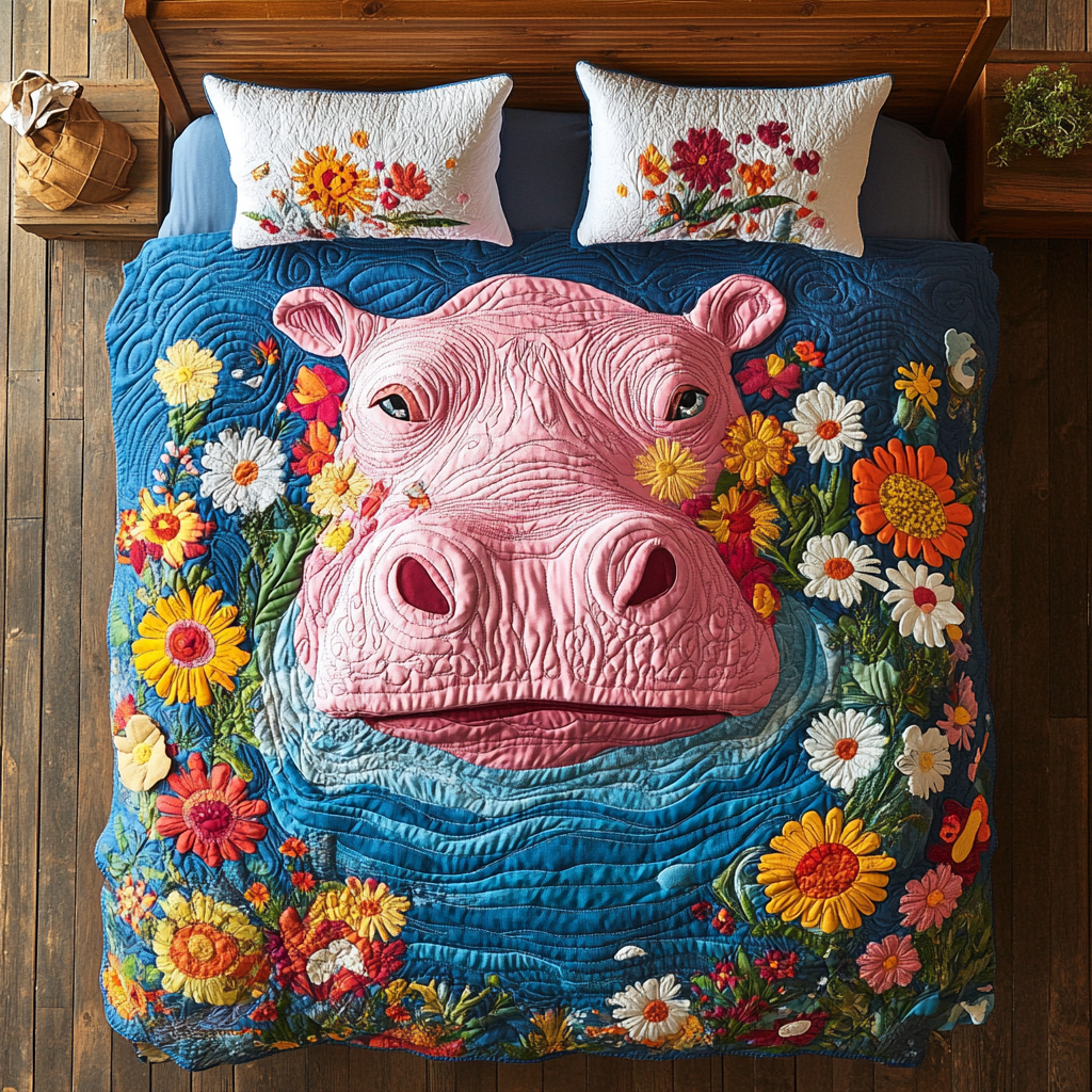 Blossoming Hippo Haven YR2201010CL Duvet Cover Set