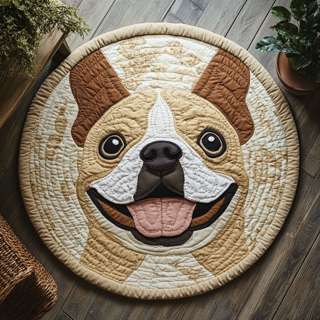 Bulldog Happy Paws WU2103080CL Quilted Round Mat
