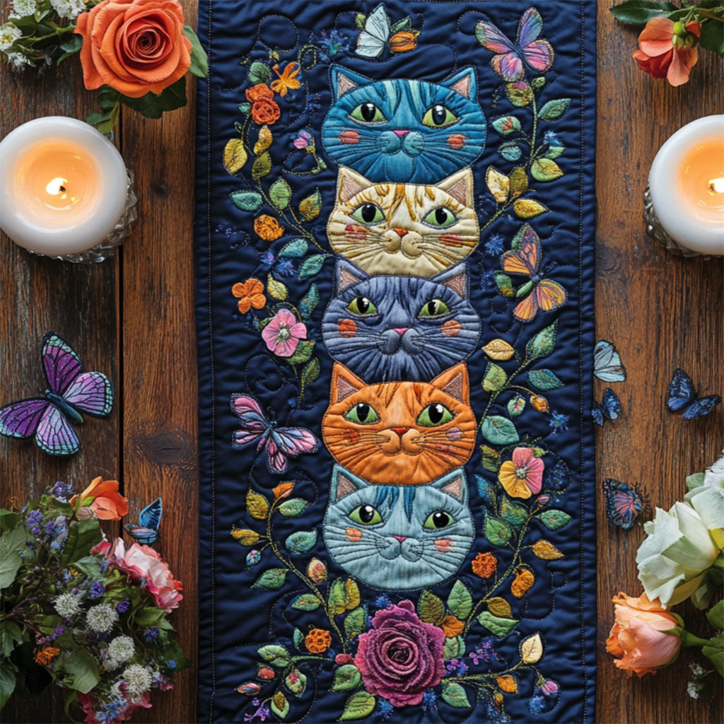 Colorful Cat WY2105036CL Quilted Table Runner