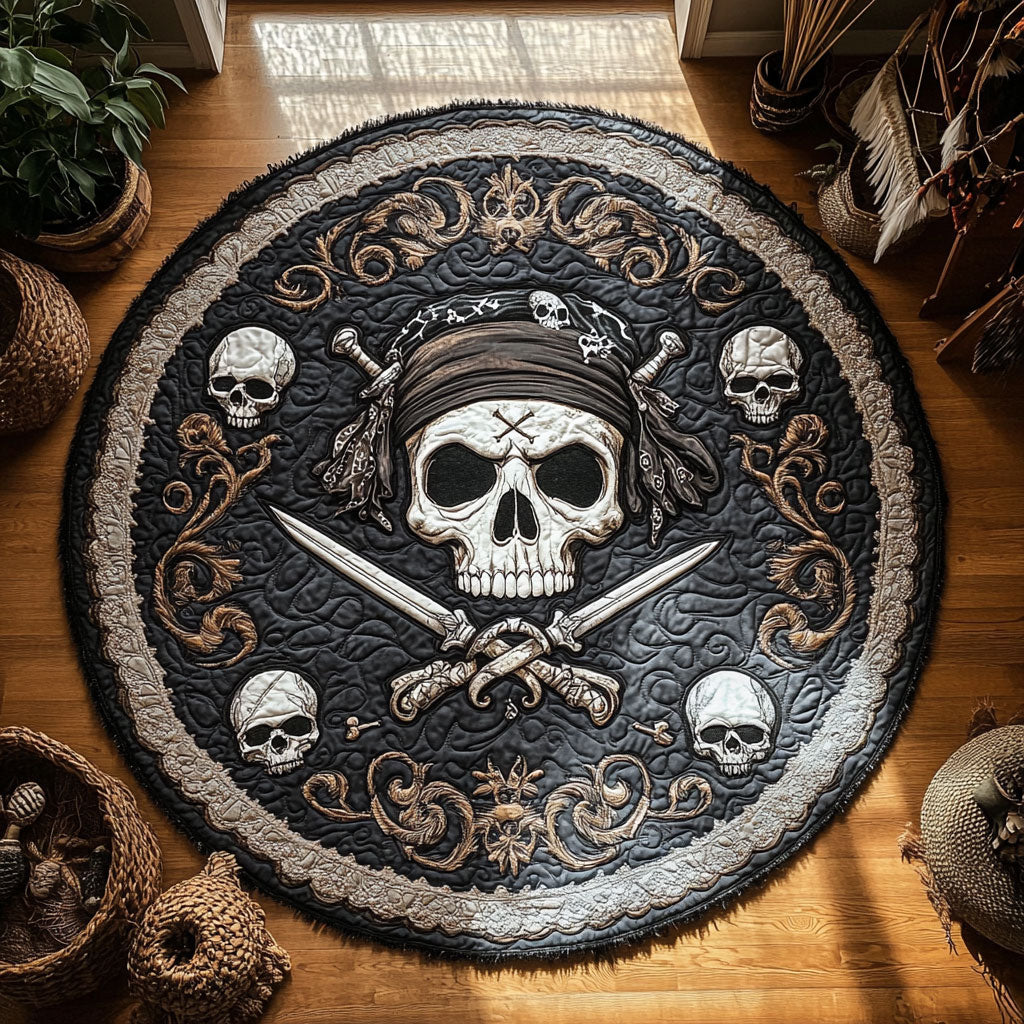 Death Cross WY0805013CL Quilted Round Mat