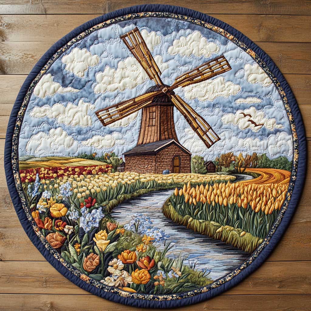 Dutch Windmill CQ1205032CL Quilted Round Mat