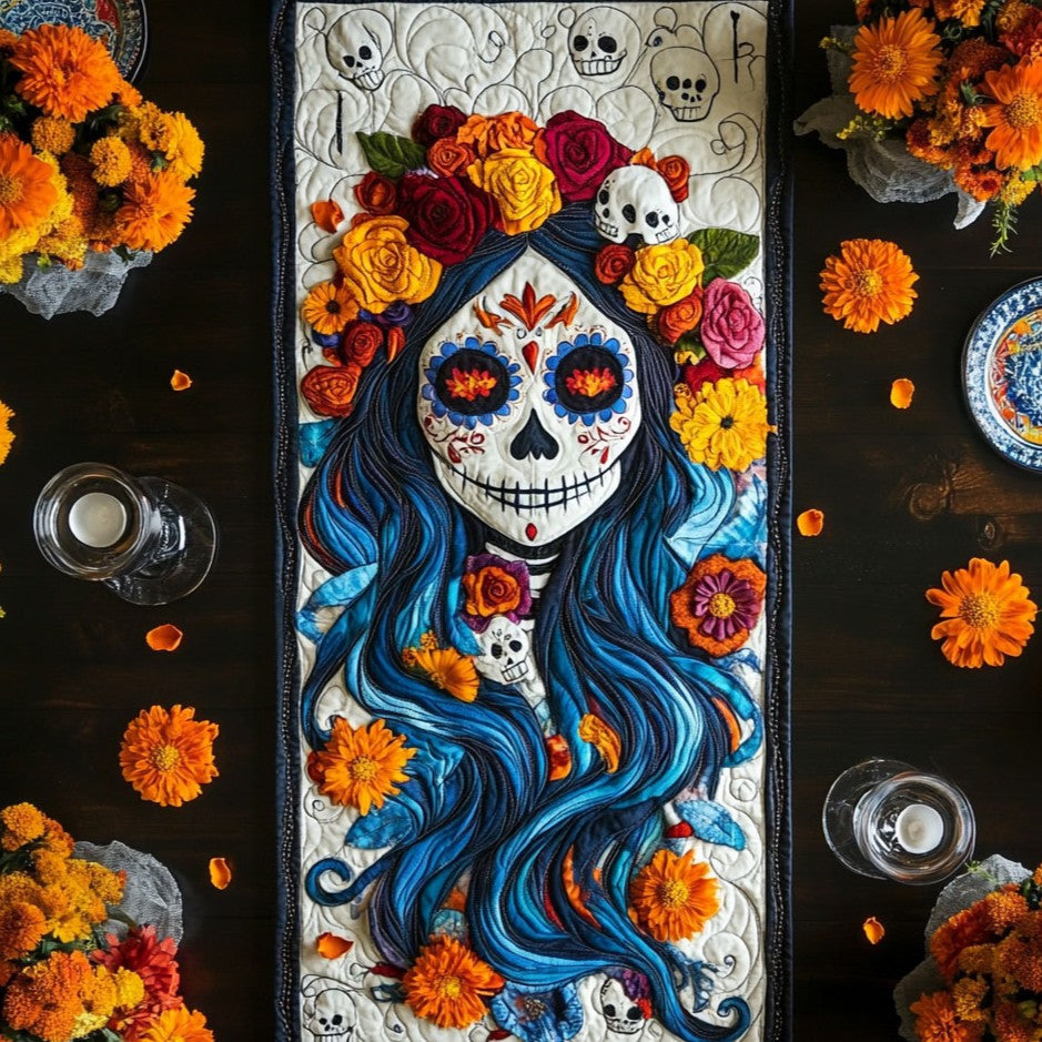Marigold Beauty Skull WY0506020CL Quilted Table Runner