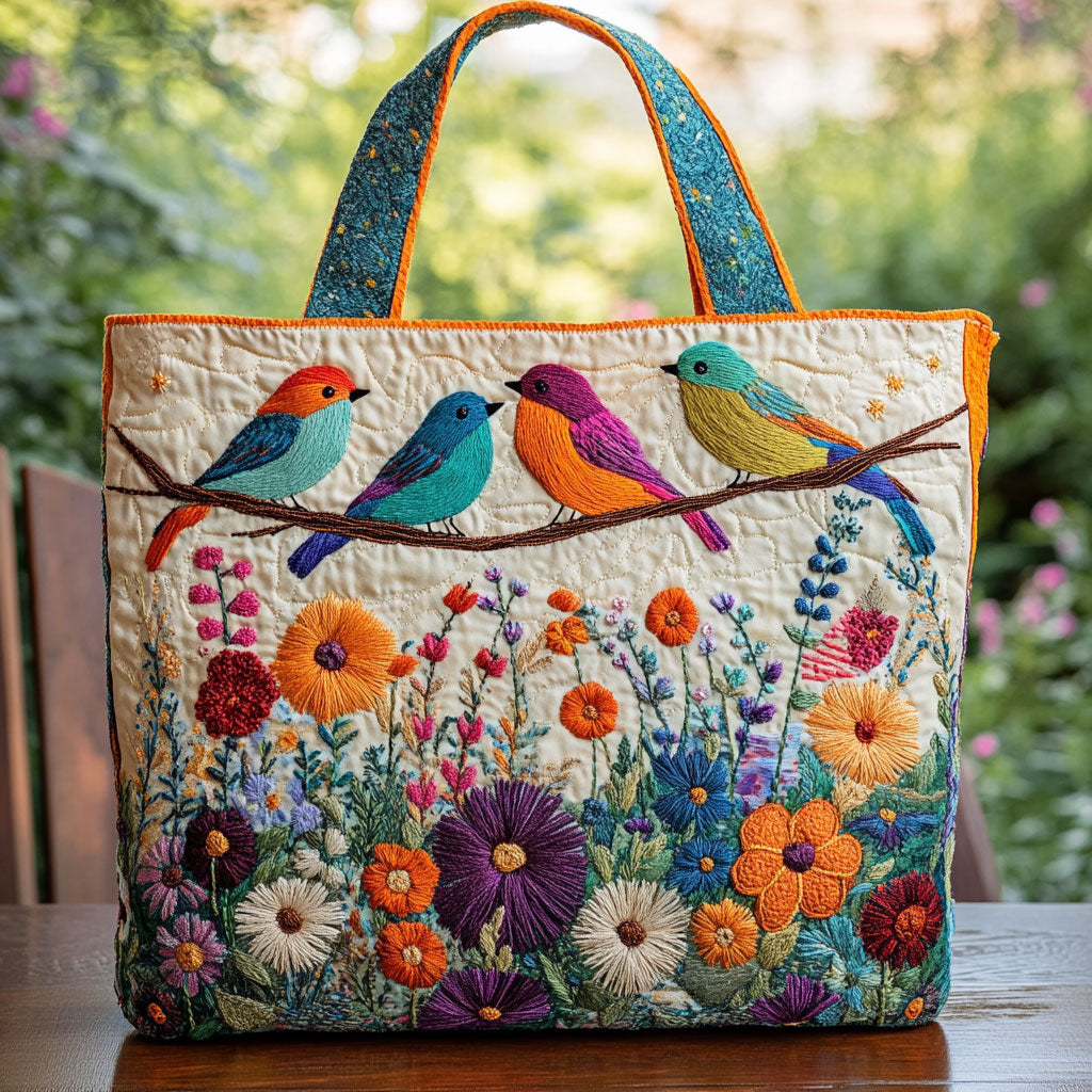 Bird Gathering CW2209007CL Quilted Tote Bag