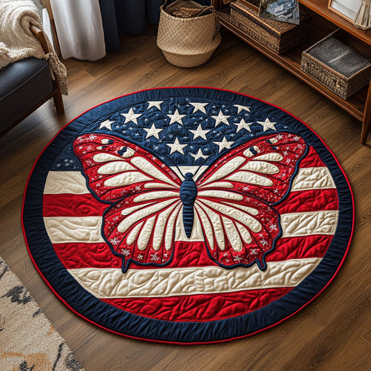 Butterfly Independence Day WX1206005CL Quilted Round Mat