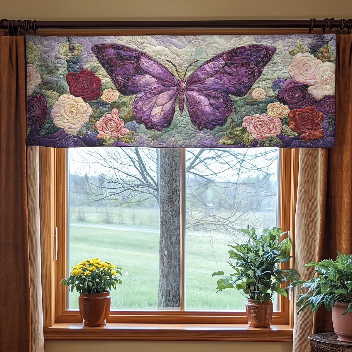 Aurora Butterfly WN2003017CL Quilted Valance