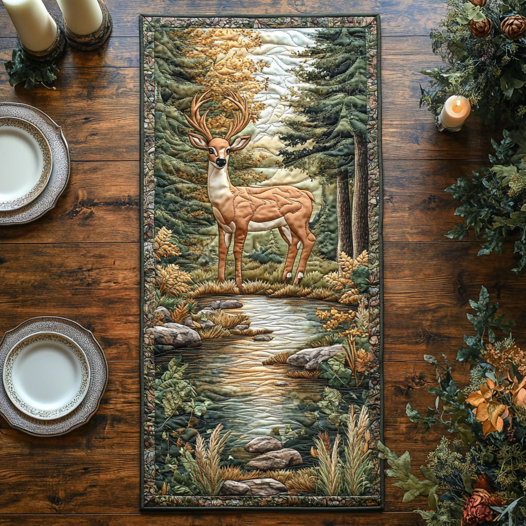 Deer Forest CW1405077CL Quilted Table Runner