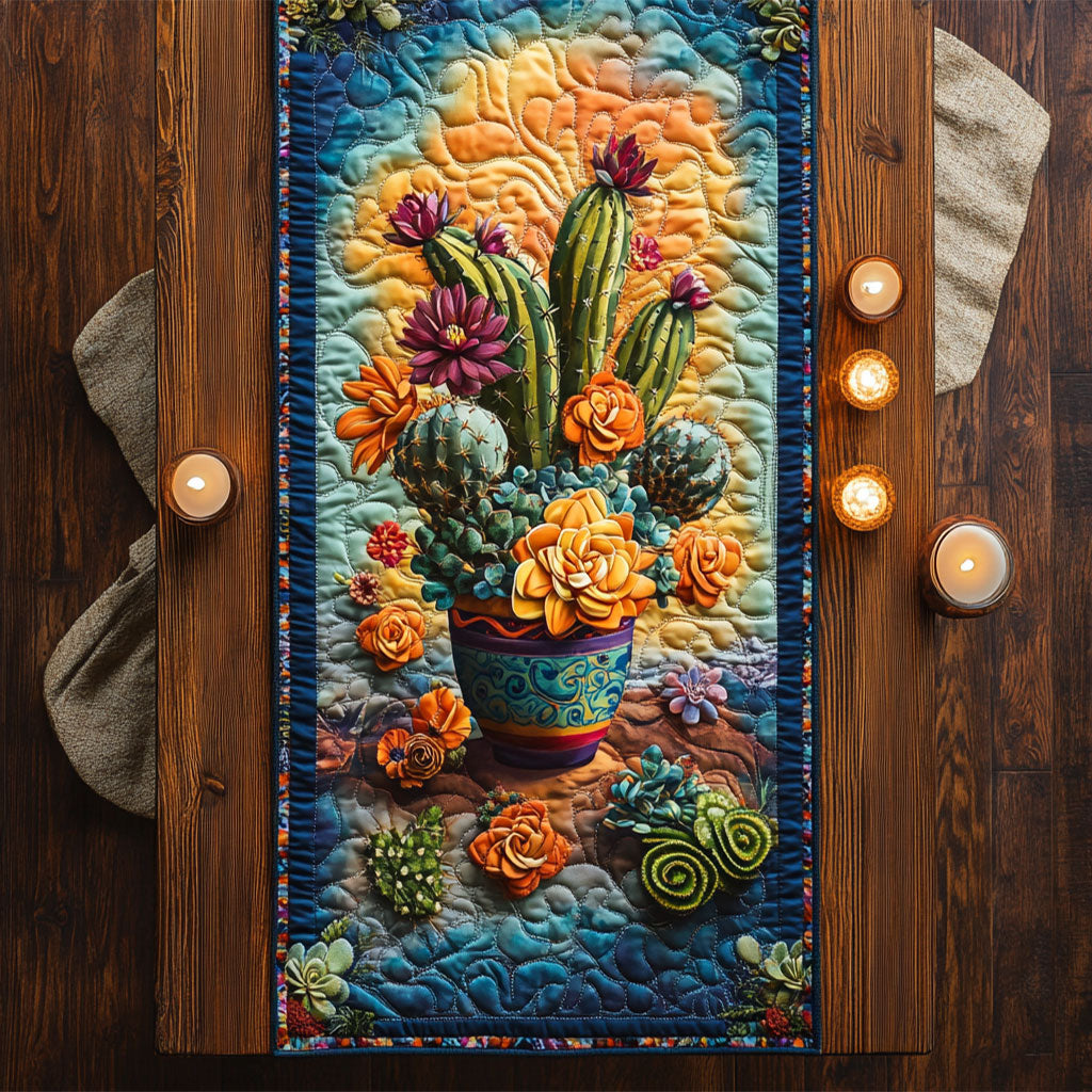 Succulent Dreams CM2105039CL Quilted Table Runner