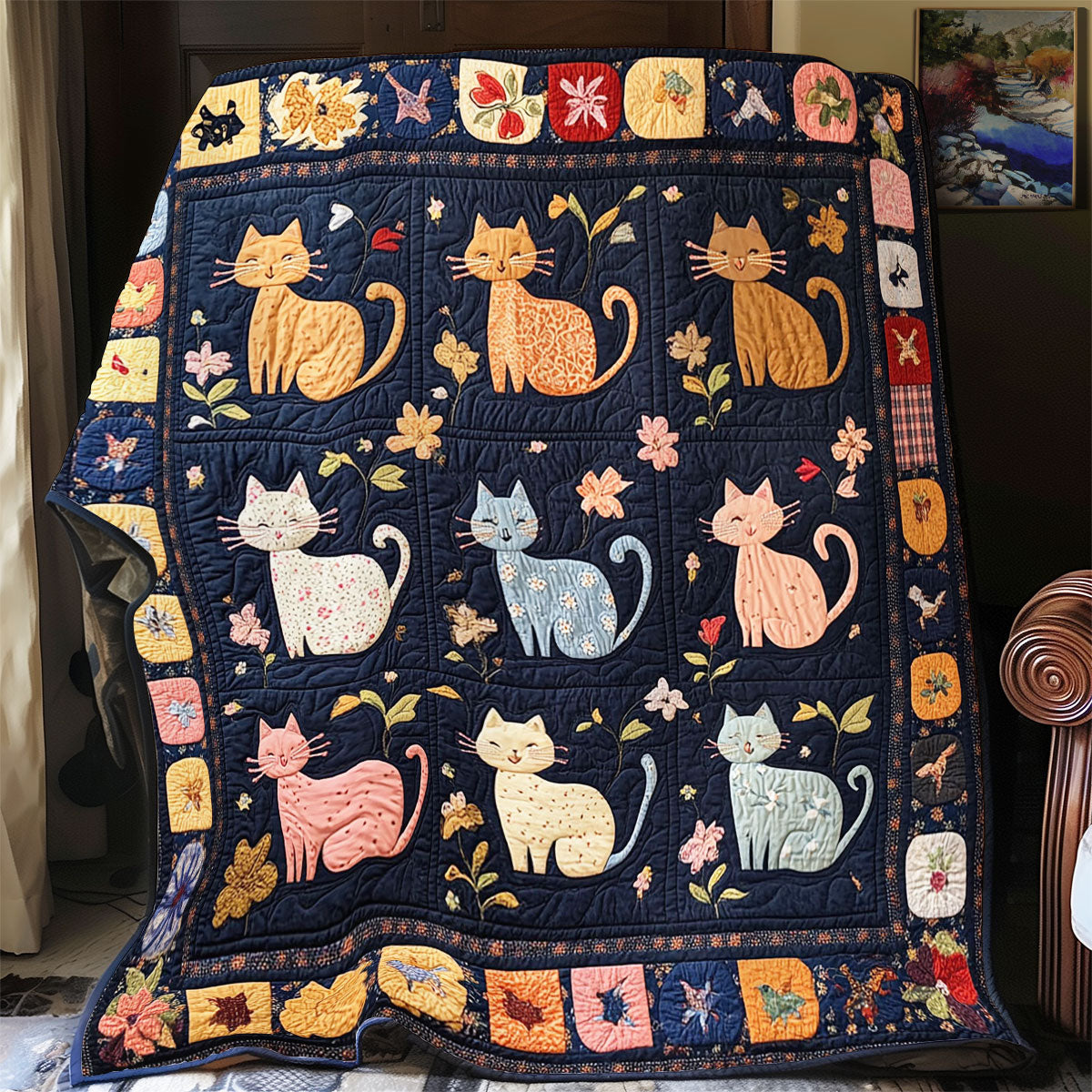 Cat In Garden WY1902068CL Quilt