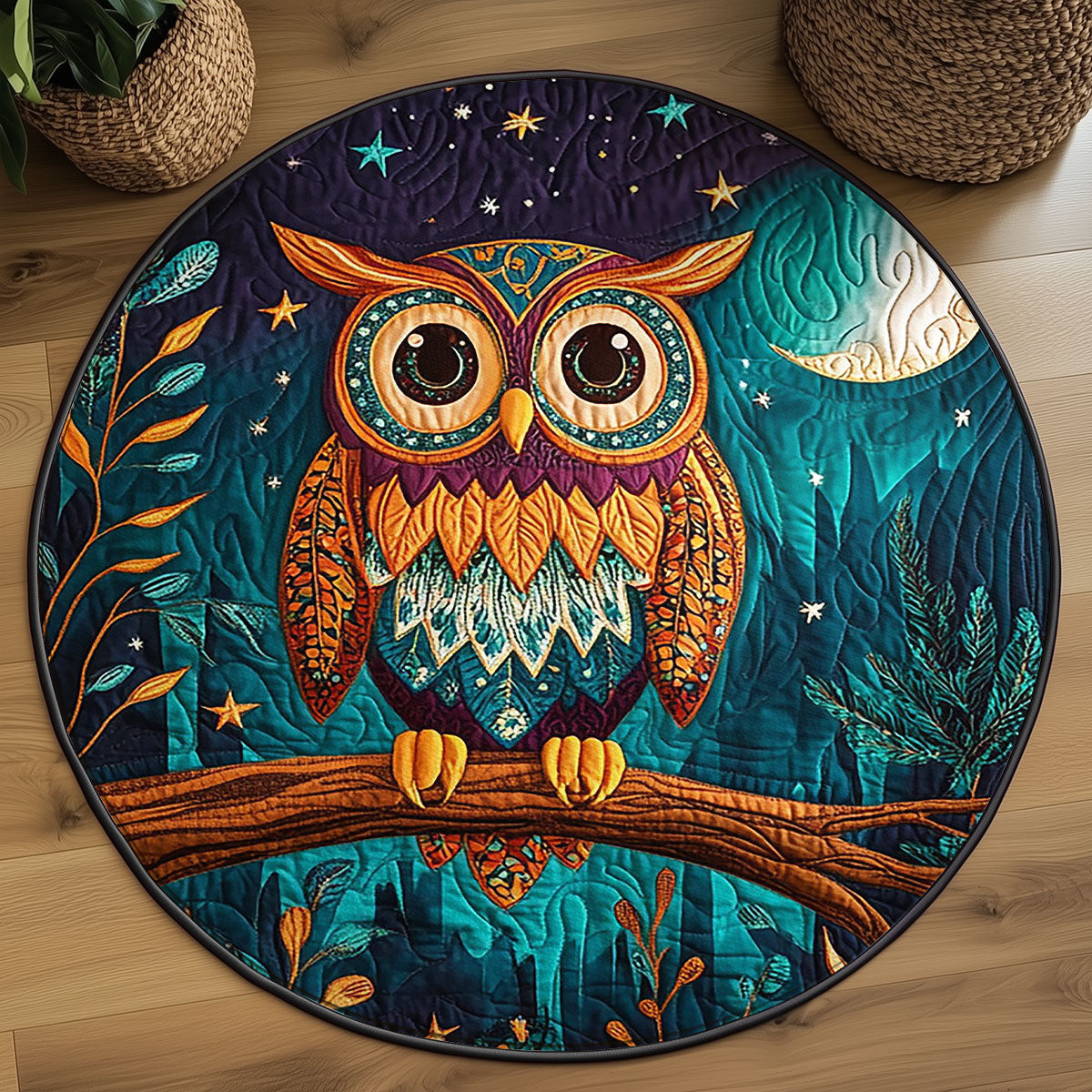 Dreamy Forest Owl WJ2503031CL Quilted Round Mat