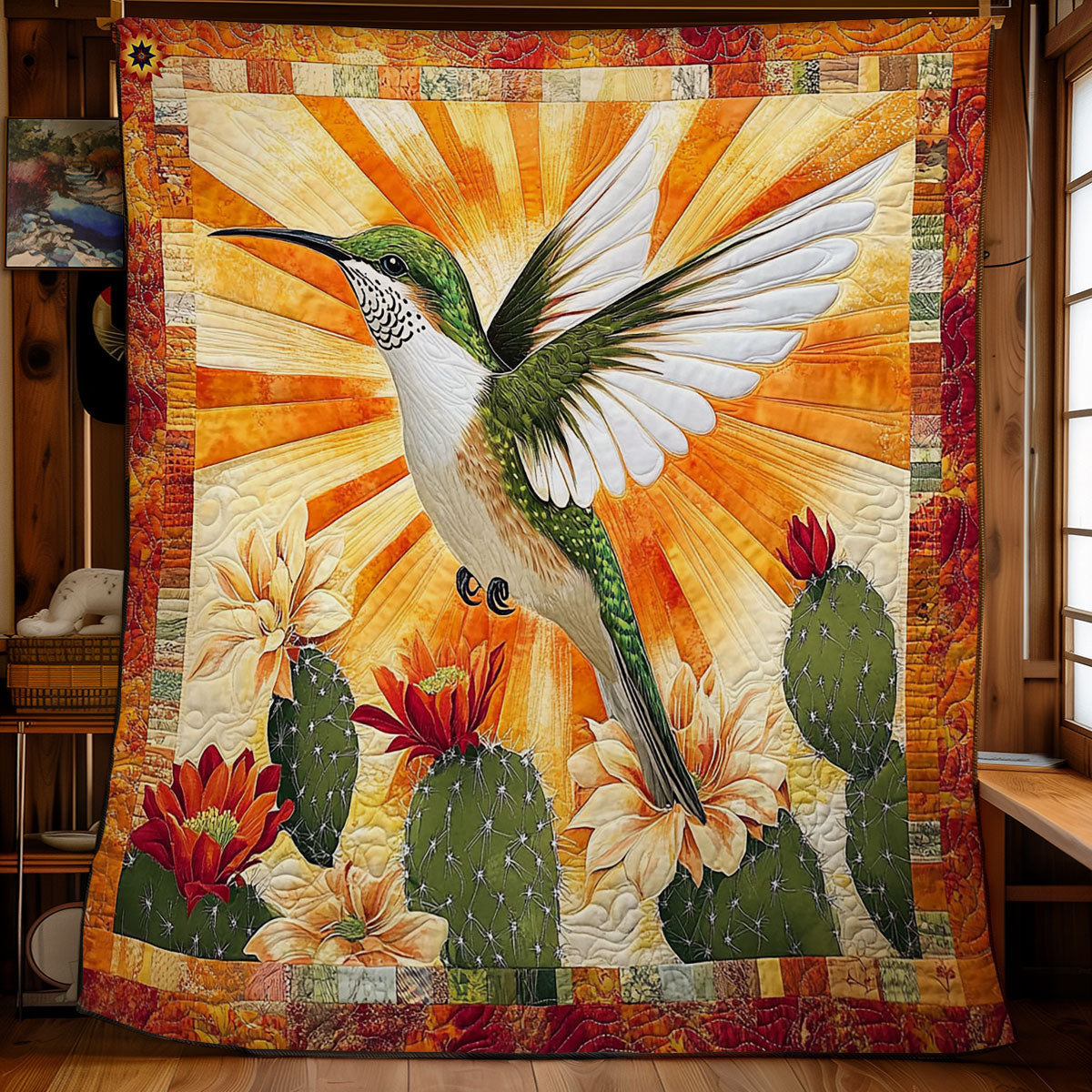 Hummingbird And Cactus WY2512015CL Quilt