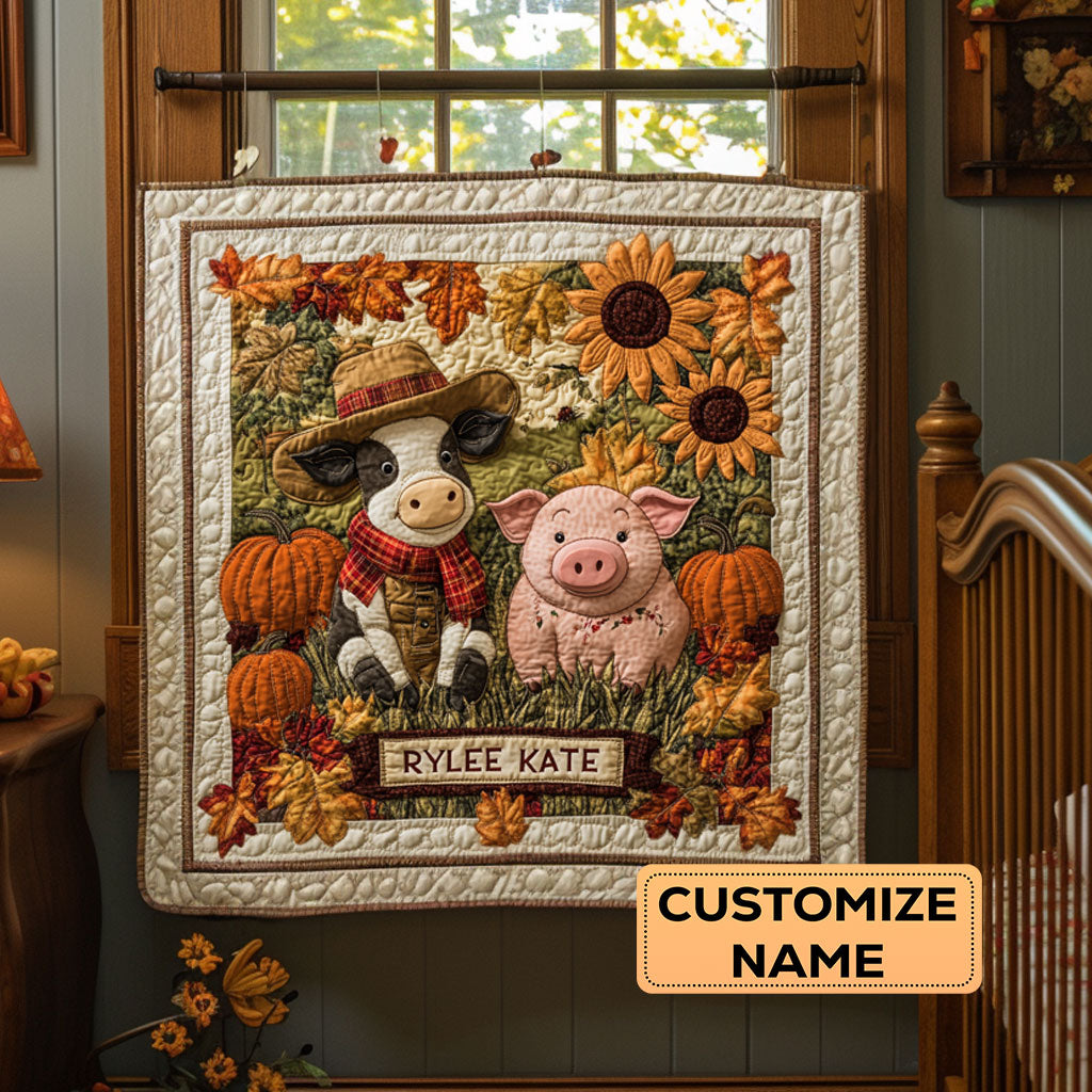Moo And Piglet WY2907024CL Personalized Baby Quilt