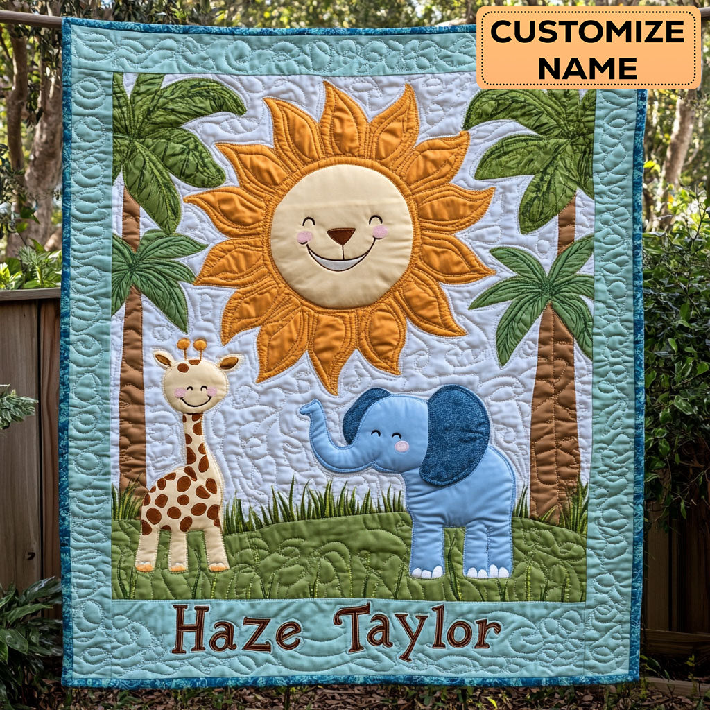 Sunny Safari WN2407070CL Personalized Baby Quilt