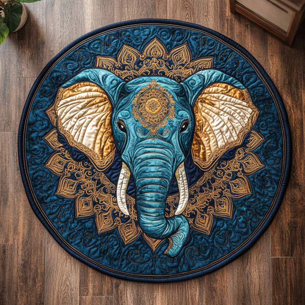 Mandala Elephant WX2805032CL Quilted Round Mat
