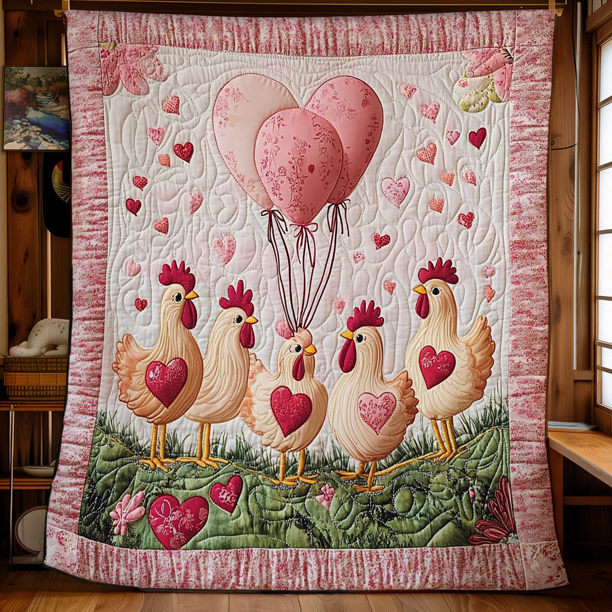 Valentine In Chicken Farm WY1701066CL Quilt