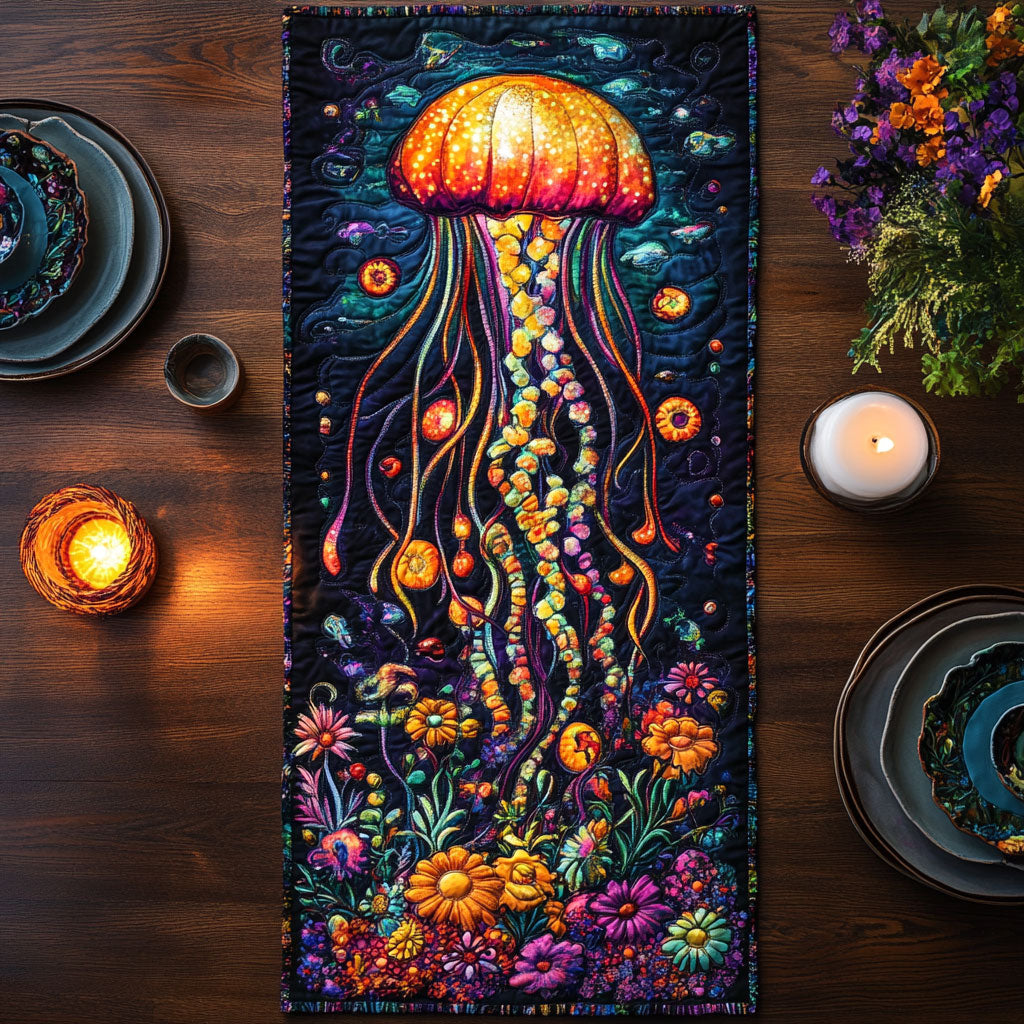Floral Jellyfish CW1005060CL Quilted Table Runner