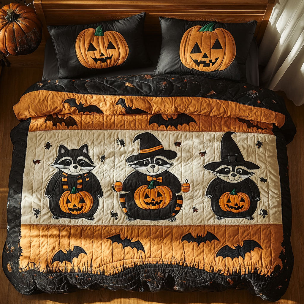 Pumpkin Patch Trio Raccoon WY2608022CL Duvet Cover Set